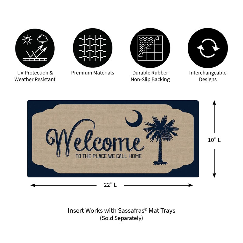Welcome South Carolina Welcome Burlap Sassafras Switch 22 in. x 10 in. Non-Slip Indoor Door Mat