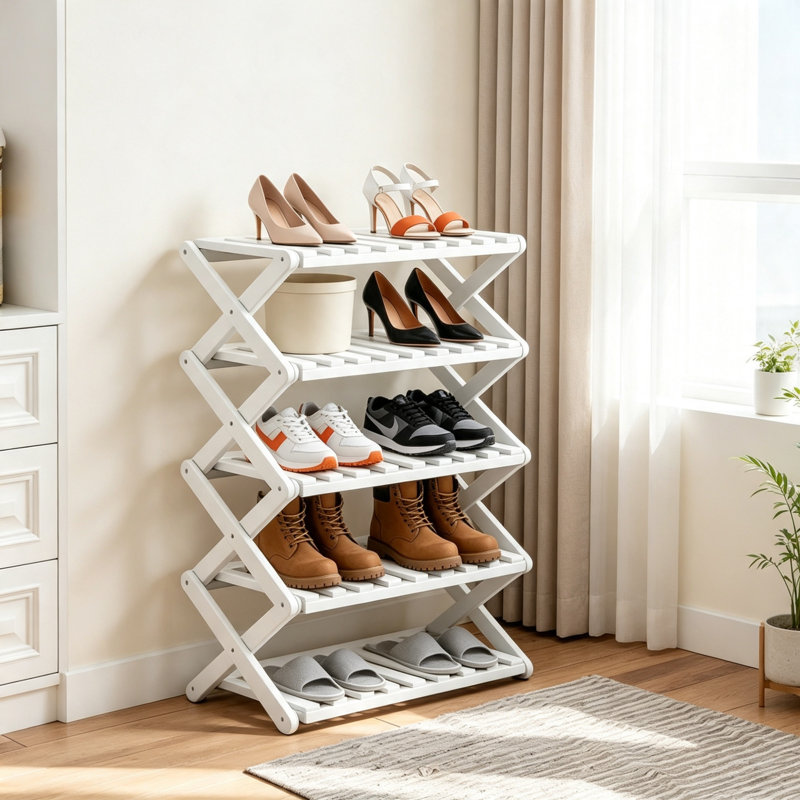 10 Pair Shoe Rack, White