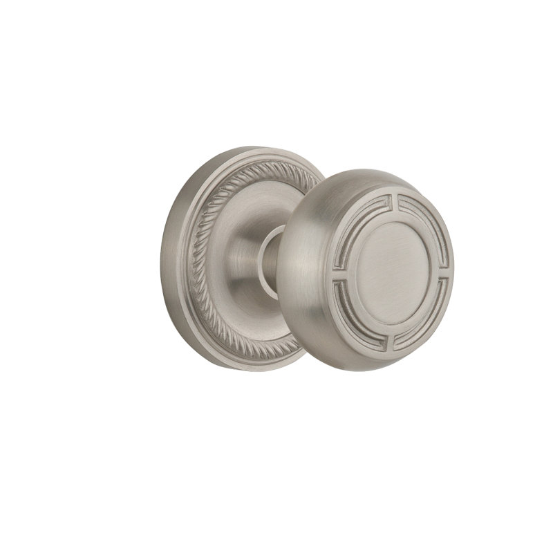 Rope Rosette with Mission Door Knob, Satin Nickel, 2-3/4”