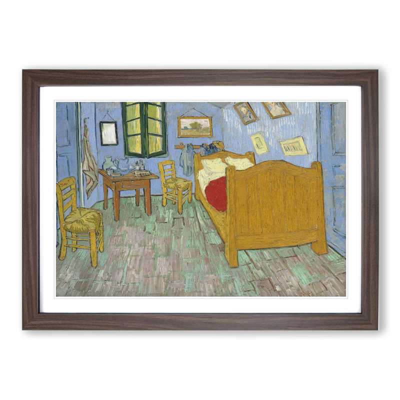 Bedroom in Arles by Vincent Van Gogh - Picture Frame Painting, 36cm H x 48cm W x 2cm D, Walnut Framed