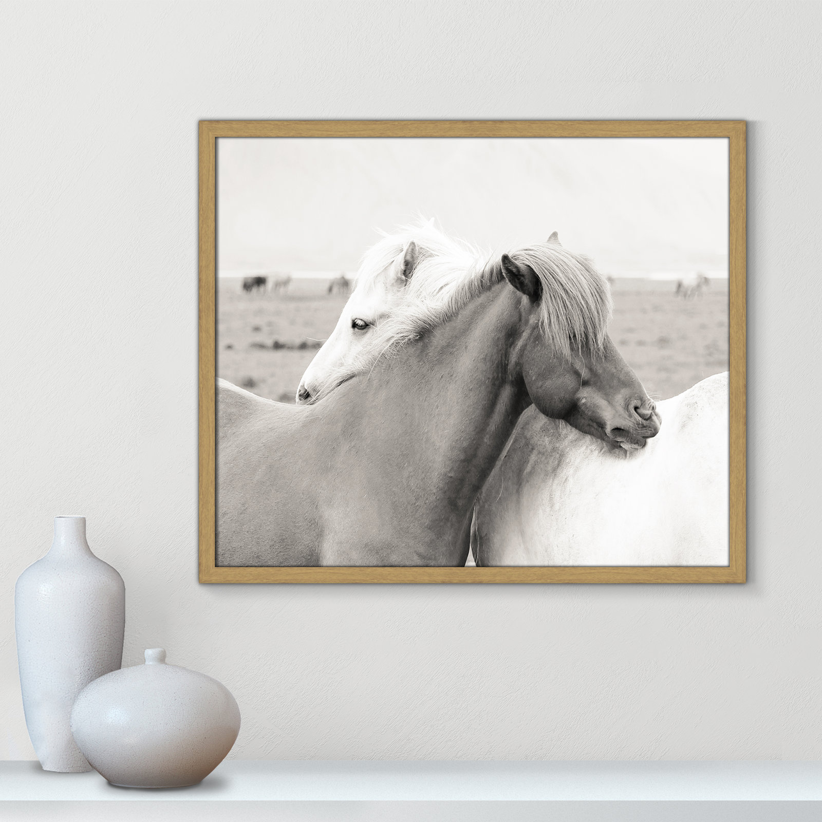 Melanie "Icelandic Meadow Horses" Print, 21.5" H x 25.5" W x 0.75" D, Natural Wood Grain Framed
