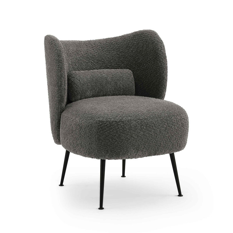 Emiline 61Cm Wide Barrel Chair, Grey Bouclé
