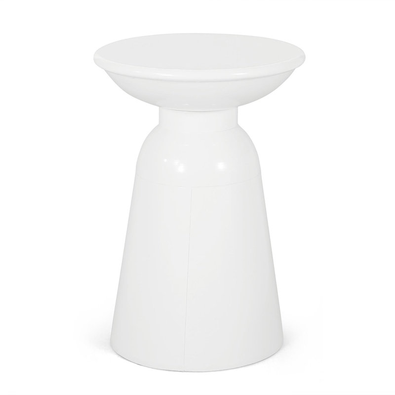 Outdoor Metal End Table -Large, White