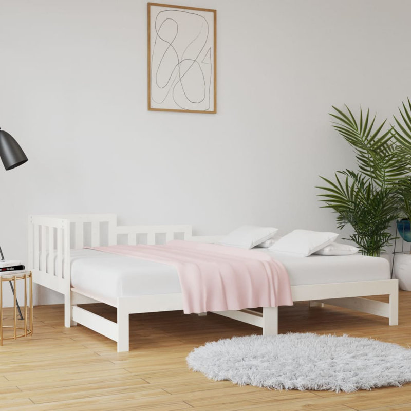 Farlough Solid Wood Daybed with Trundle, Single (3'), white