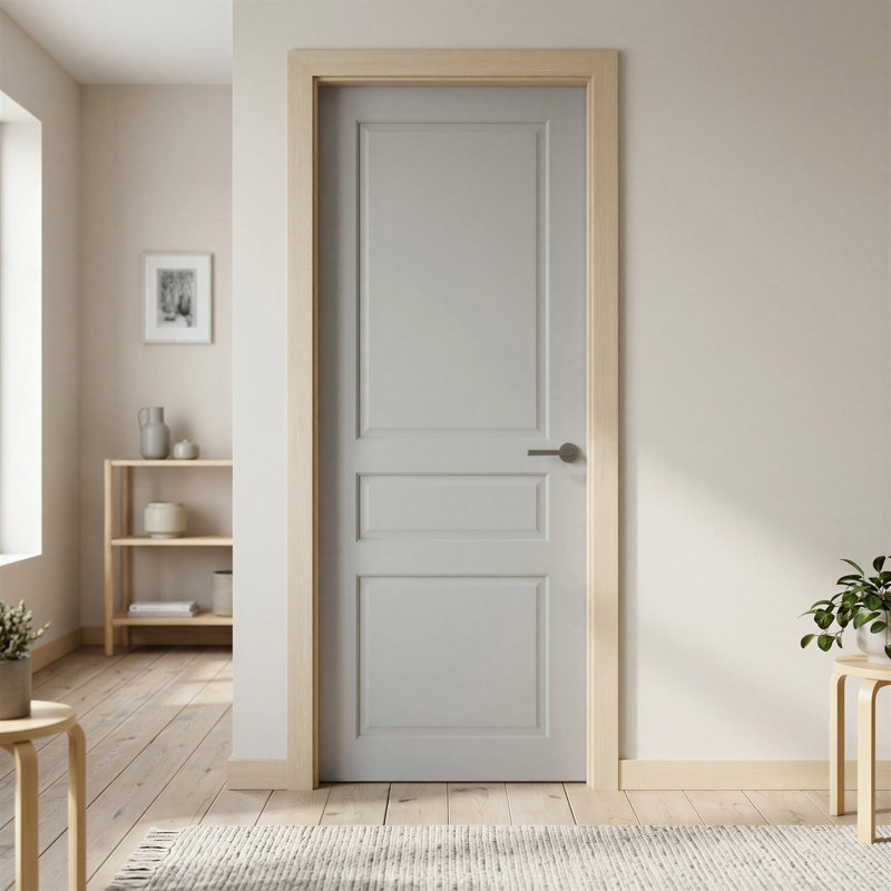 Portes Milette - 3 panneaux |Colonial avec apprêt blanc | Porte intérieure pleine | Conçu et fabriqué au Canada