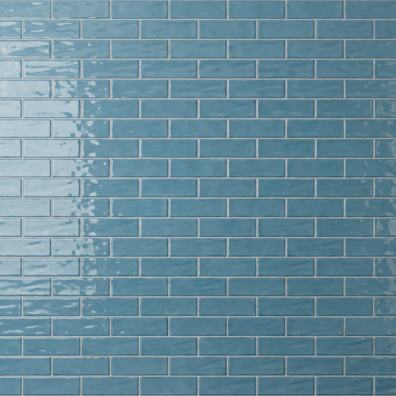 Vetri Light Blue Glossy 3x12 Ceramic Subway Wall Tile Handmade Look, Light Blue