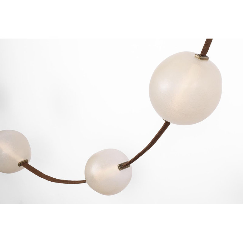 Anne-Marie Barton Dune Belted Light with Fizzy Nude Glass, Russet Suede/Mottled Brass