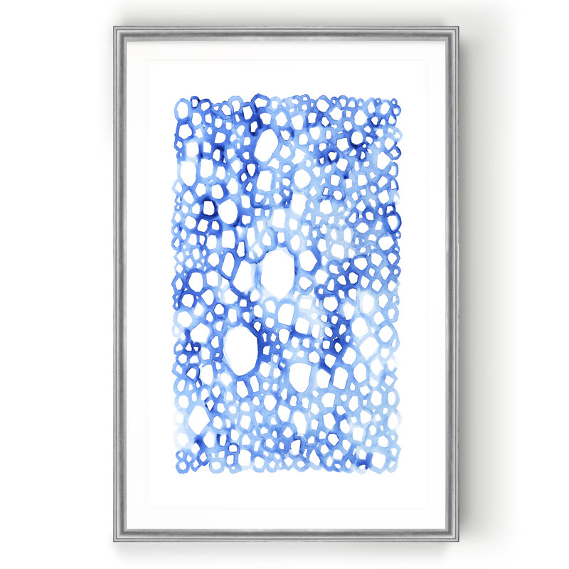 «Indigo Plexus I», reproduction sur toile, H 18,5 po x l 24,5 po x P 1,5 po, Cadre argenté