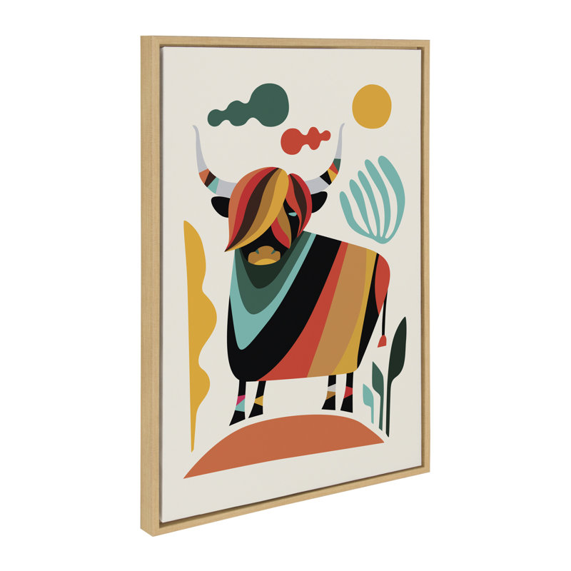 «Cow» par Rachel Lee 3 Birdies Studio, reproduction d'art sur toile encadrée, H 33 po x l 23 po x P 1,63 po