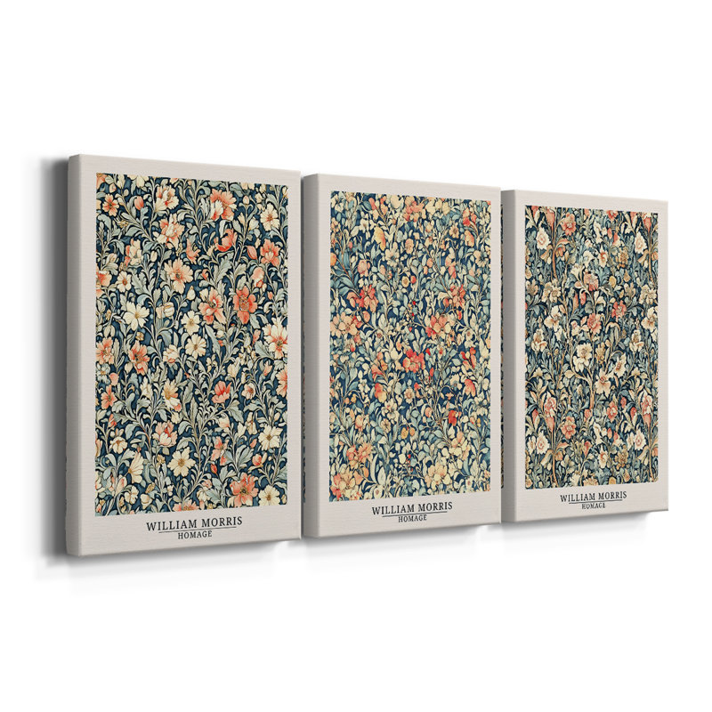 WM MORRIS Series DCCCXCV  -Custom Wrapped Gallery Canvas - 3 Pieces, 12" H x 24" W