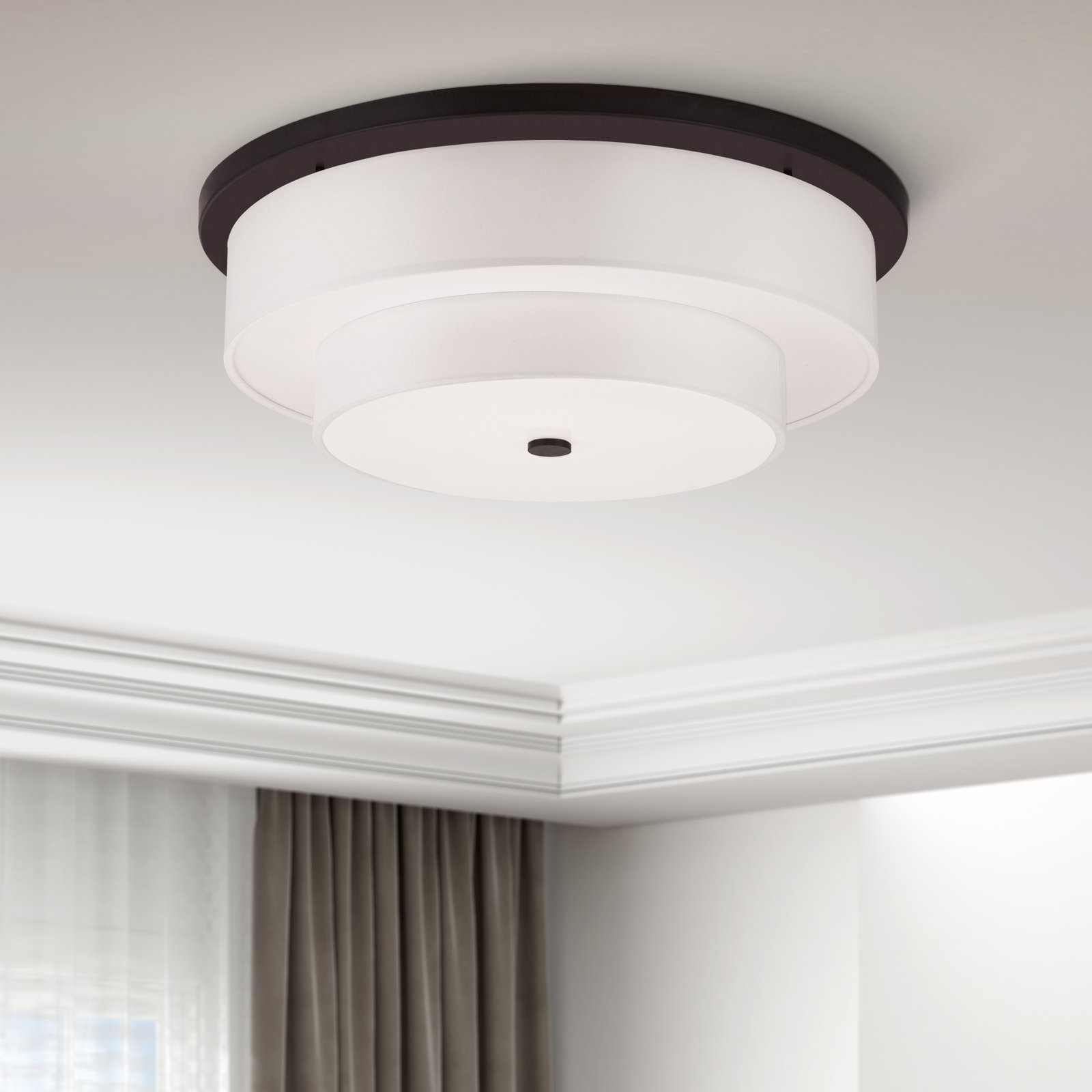 Flaire 4 Light Flush Mount, English Bronze, 5 Lights, 9" H x 25.5" W x 25.5" D