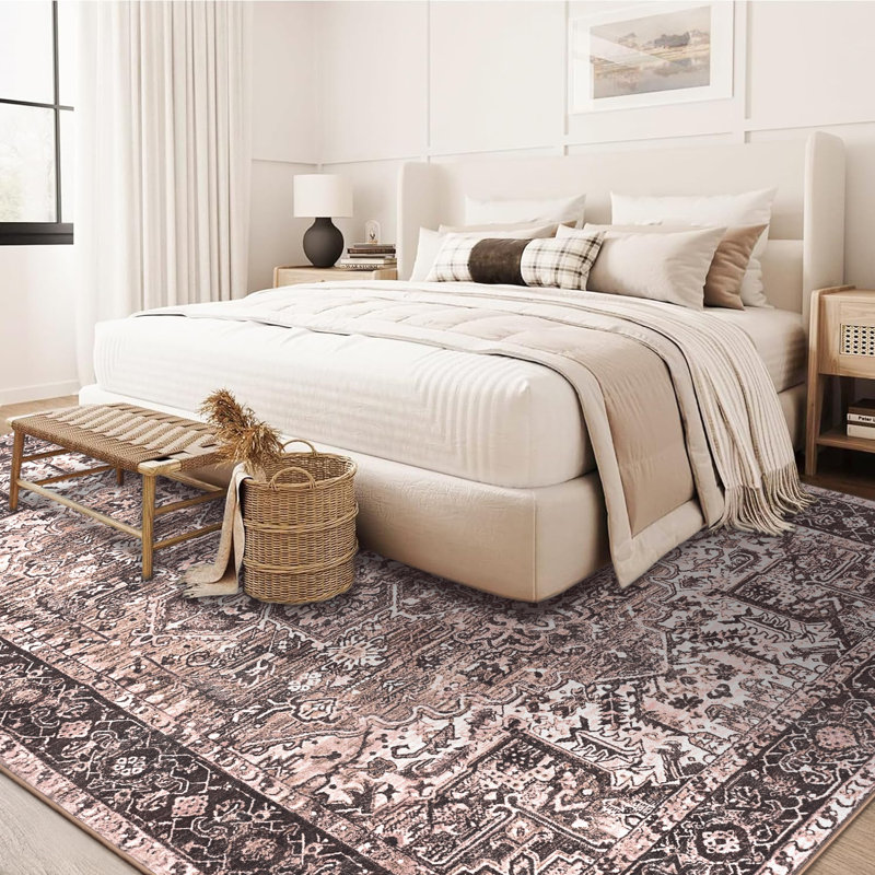 Fillender Washable Soft Vintage Rug Fashion Floral Rug For Living Room Dorm Decor, Rectangle 5' x 7'1"