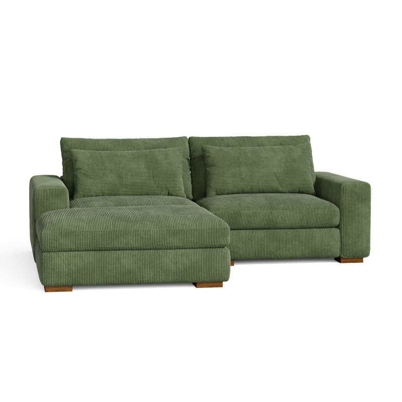 Canapé modulaire 3 pièces Alahya, Velours côtelé vert
