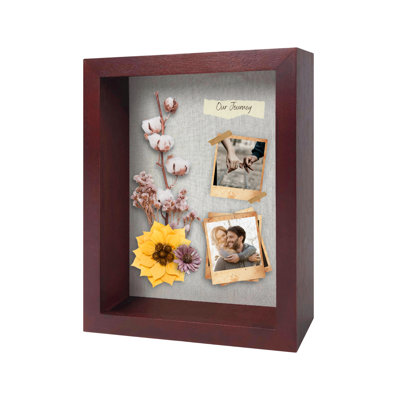 Airyonna Mahogany Solid Wood Storage Shadow Box Picture Frame