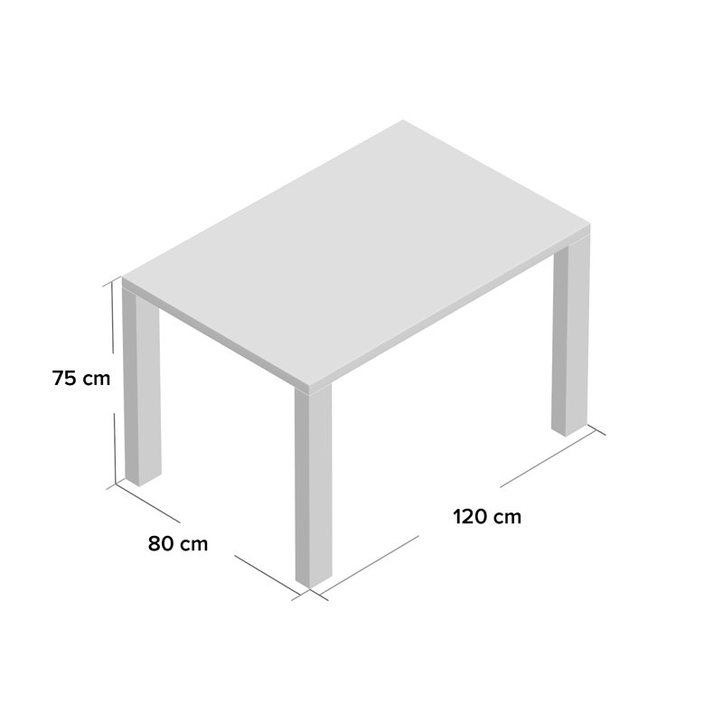 MONROE HIGH GLOSS DINING TABLE, Black, H75 x L120 x W80cm