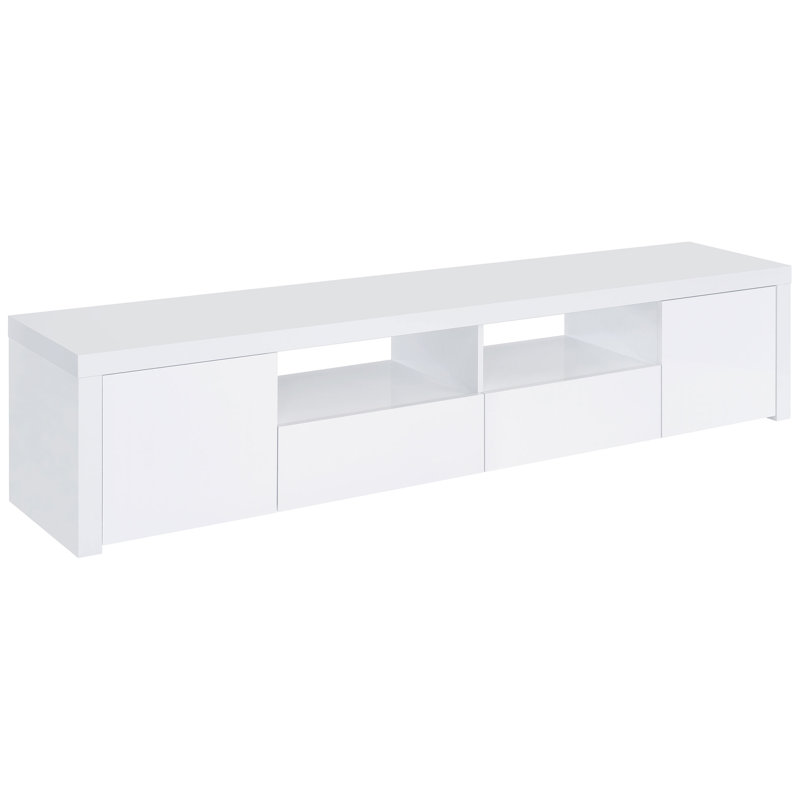 White High Gloss 2-Door TV Stand With Drawers