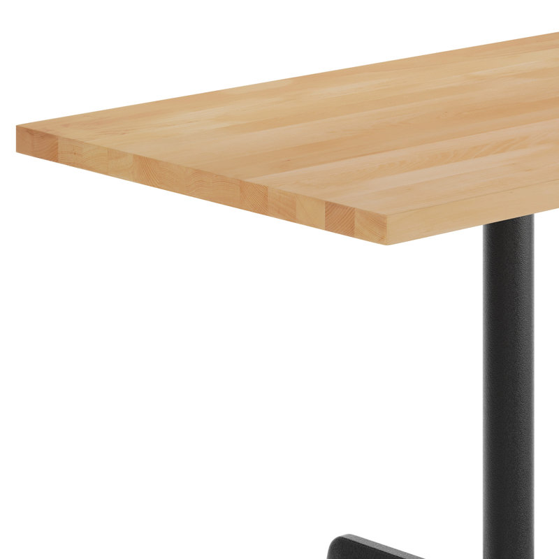 Plateau de table rectangulaire en bois massif avec base en X, Bois naturel, H 29,5 po x L 48 po x l 30 po, Noir