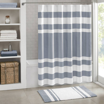 Rideau de douche Spa Waffle bleu foncé 72 x 72 po avec traitement 3M