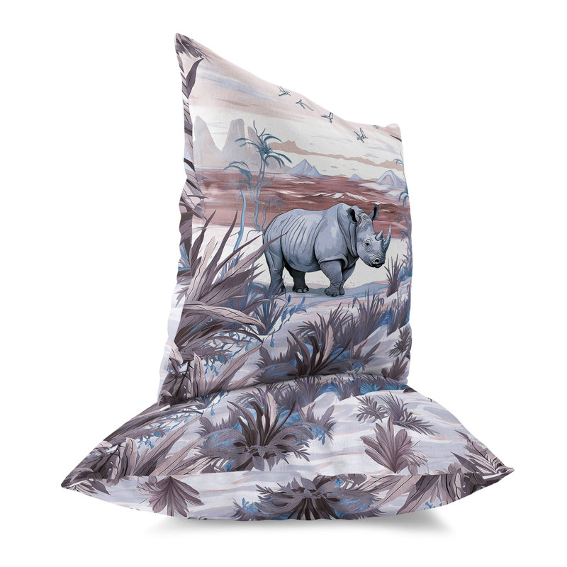 Coussin Coastal Rhino, H 26 po x l 26 po, Bleu / Lavande