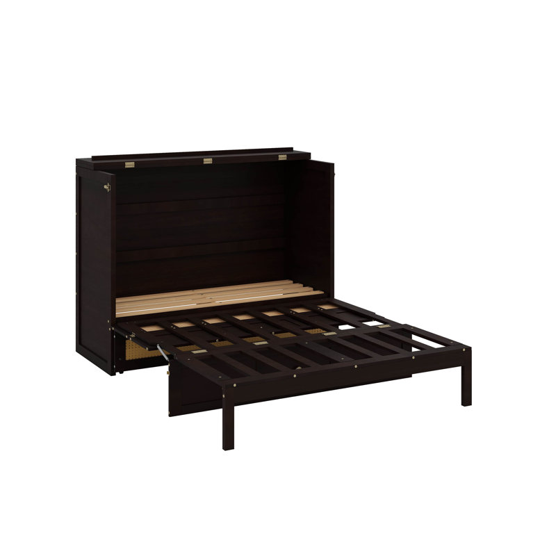 Lit escamotable double avec tiroirs, Espresso