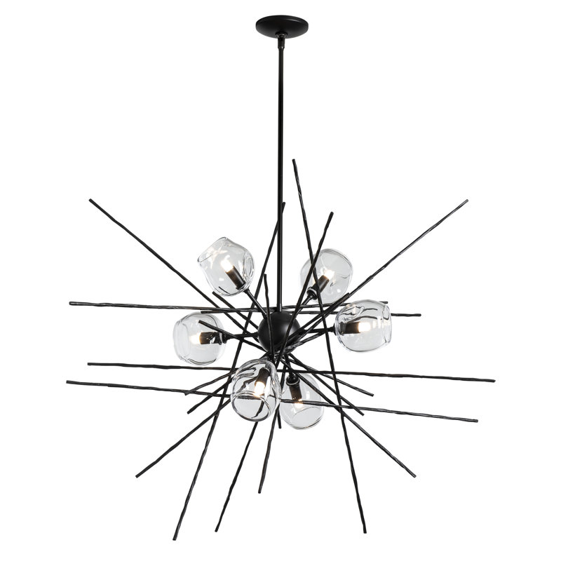Griffin 6 - Light Chandelier, Clear, 56.6" H x 39.2" W x 38.8" D, Black