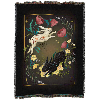 Pure Country Weavers Yin Yang Rabbit Medium Tapestry Throw Woven from Cotton