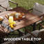 Ocanas Rectangle Acacia Wood Tabletop Outdoor Dining Table With Umbrella Hole