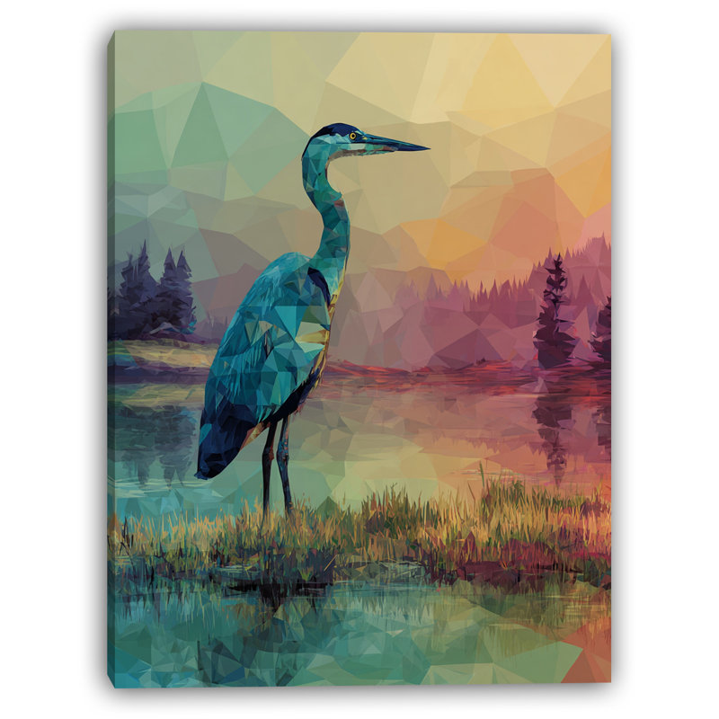 Lagon Watch Heron - Art mural sur toile tendue, H 24 po x l 16 po