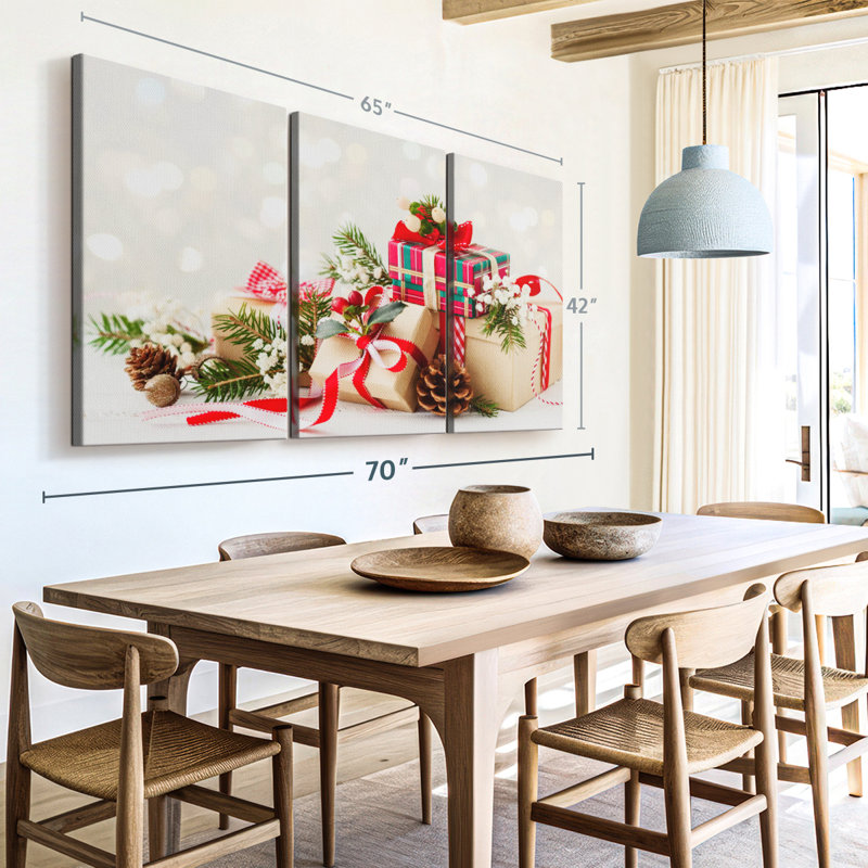 «Christmas Presents» sur toile, H 42 po x l 65 po x P 1,25 po