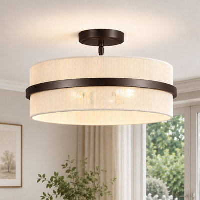 Plafonnier cylindrique semi-encastré 3 lumières 15,7 po