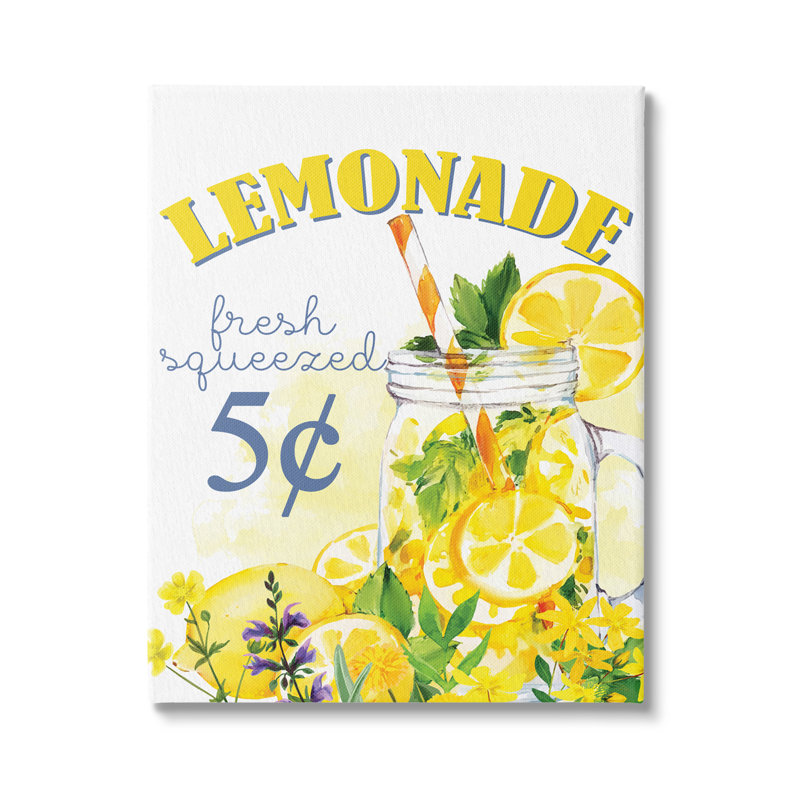 Pot de fruits frais pressé de limonade d'été, H 36 po x l 48 po, Toile tendue