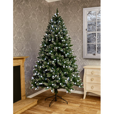 2.1m Pre-lit Artificial Rockingham Christmas Tree with Stand