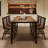 Walnut-colored solid wood rectangular dining table-1420073463