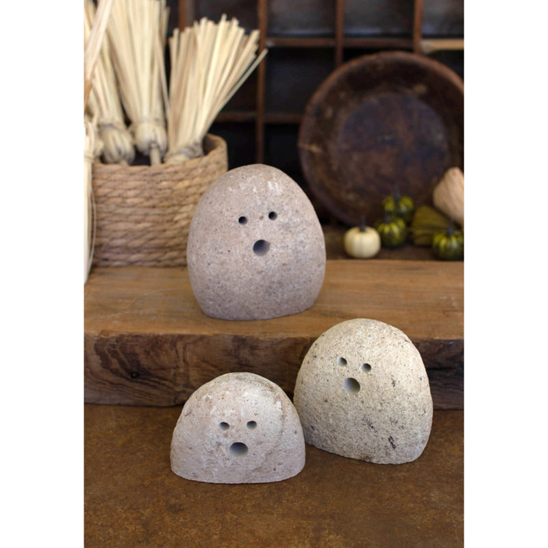 3 Piece Tabletop River Rock Ghost Set