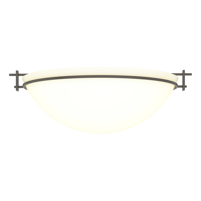 Moonband Semi Flush Mount, Dark Smoke, Opal, 6.5" H x 15.9" W x 15.9" D