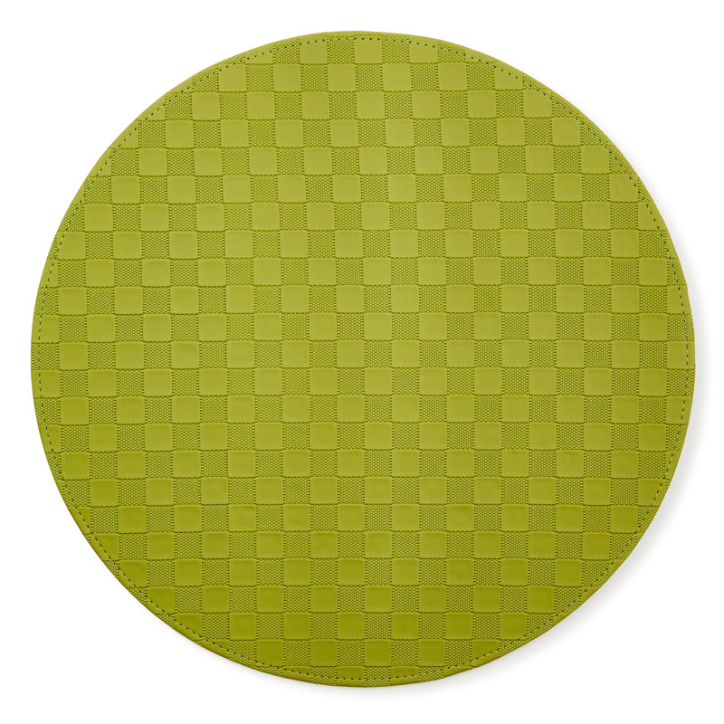 Black Check Faux Leather Placemat, Green