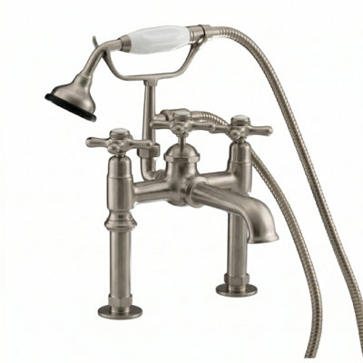 P1002 Deco Tub Faucet with Cross handles and Handheld Shower