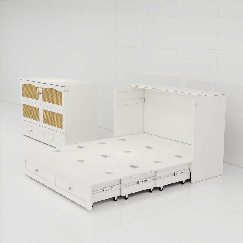 Lit escamotable avec tiroirs Murphy, blanc