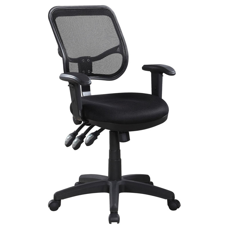 Chaise de bureau pivotante noire avec accoudoirs