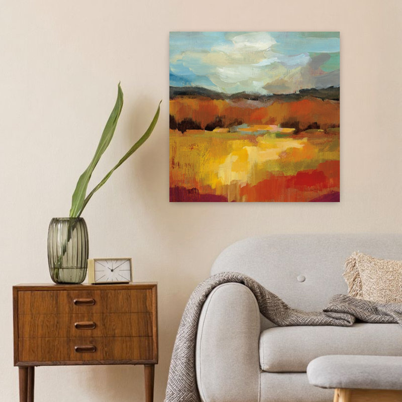 Œuvre contemporaine contemporaine avec art abstrait d'automne, H 24 po x l 24 po