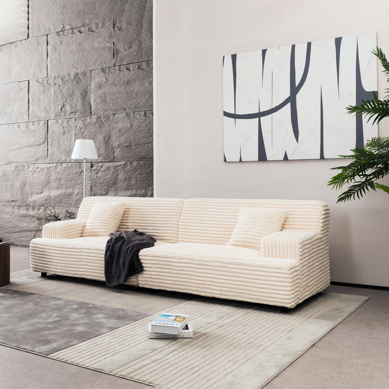 Velours côtelé beige moderne avec carré, 3 pour le salon et la chambre à coucher, revêtement doux et confortable de style nuage,