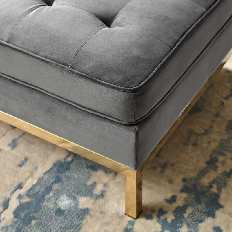 Repose-pieds en velours Loft, Gris