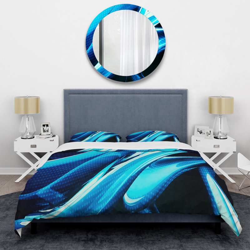 Liquid Blue Abstract - Abstract Duvet Cover Set - Microfiber Polyester, Twin Duvet Cover + 1 Sham