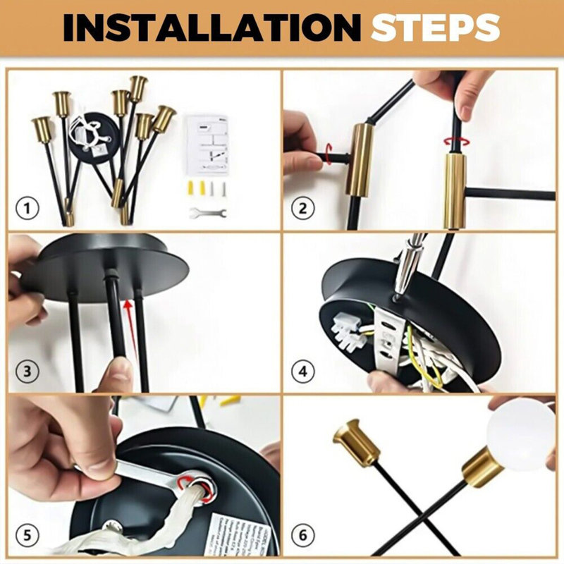Semi Flush Mount, Black&gold, not included