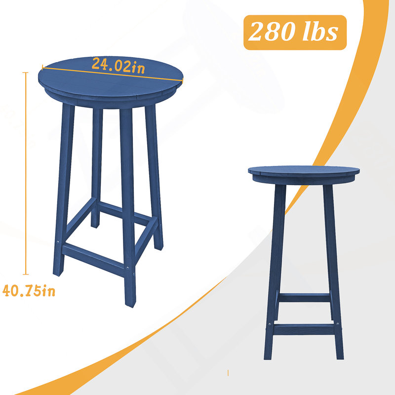 Table de bar de patio, table de bar d'extérieur pour terrasse, piscine (bleu), Marine