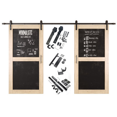 Portes de grange non assemblées et non finies avec ensemble de quincaillerie d'installation non encastrée 48 po x 80 po Homacer