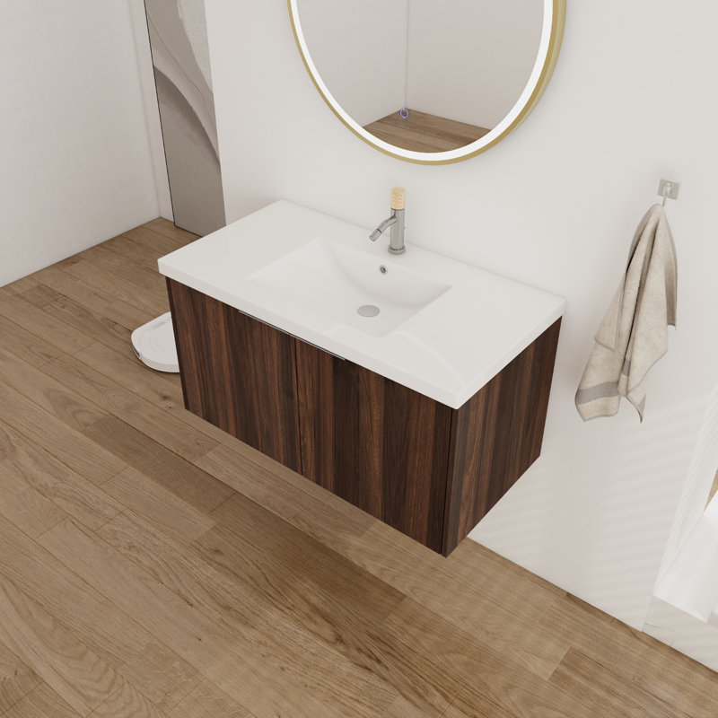 Meuble-lavabo simple avec comptoir 35,74 po Tiène, Brun