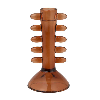 Amber Glass Taper Candle Holder