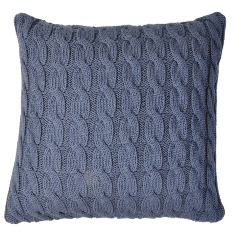 Big Cable Cotton Blend Pillow Cover, Navy
