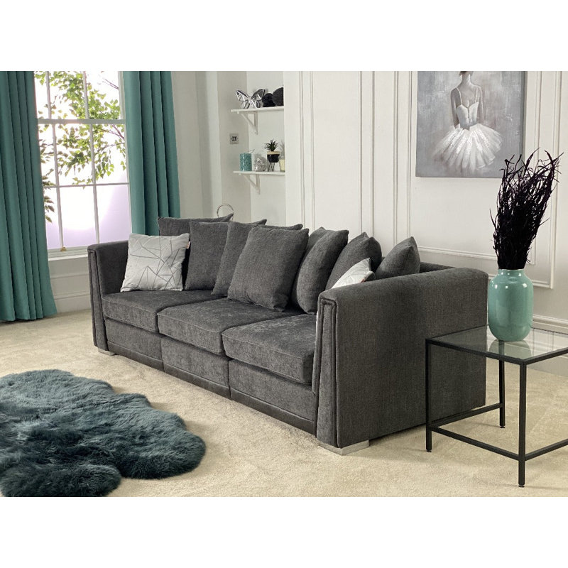 Edinburgh 3 Seater Chenille Sofa, Dark Grey